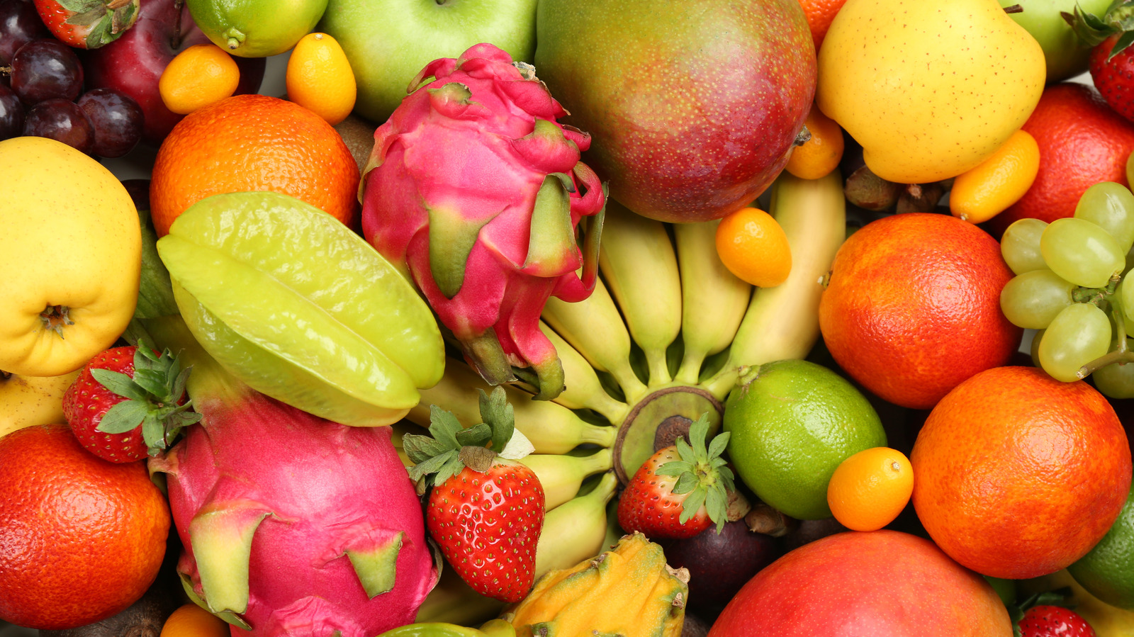 Assortment,Of,Fresh,Exotic,Fruits,As,Background,,Top,View